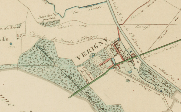 Plan de 1868 du château de Vérigny et des environnements